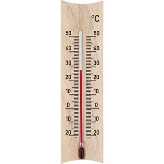 Ξύλινο θερμόμετρο δωματίου (-20 έως +50°C), ανοιχτό καφέ, 15 cm
