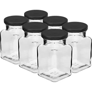 Βάζο twist off 150 ml Cztery kąty fi 53 με μαύρο καπάκι, 6 τεμ.