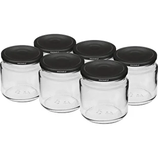 Βάζο 212 ml fi66/4 με μαύρο καπάκι 6 τεμ.