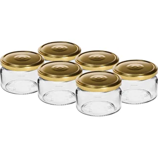 Χαμηλό βάζο 200 ml - με χρυσό καπάκι fi 82/6, 6 τεμ.