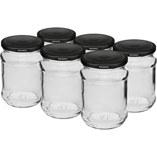 Βάζο 250 ml fi 66/4, μαύρο καπάκι - 6 τεμ.