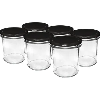Βάζο ίσιο 350 ml με μαύρο καπάκι fi82 - 6 τεμ.