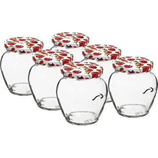 Βάζο Twist-Off Amfora 580 ml με χρωματιστό καπάκι fi82/6-6τεμ.