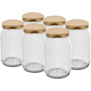 Βάζο TO 900 ml με χρυσό βιδωτό καπάκι fi 82/6 - 6 τεμ.