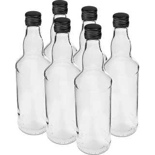 Μπουκάλι 500 ml για βότκα, με μαύρο βιδωτό καπάκι, 6 τεμ.