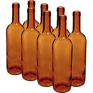 Μπουκάλι για κρασί 750 ml καφέ - πακέτο συρρίκνωσης 8 τεμ.