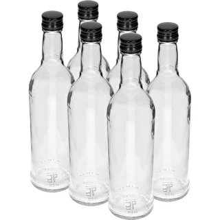 Μπουκάλι 500 ml Λεπτό, με μαύρο βιδωτό καπάκι, για βότκα, 6 τεμ.