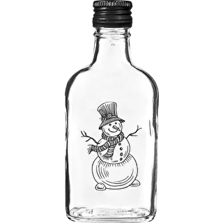 Μπουκάλι τύπου φλασκί 200 ml με βιδωτό καπάκι, εκτύπωση «Χιονάνθρωπος», 1 τεμ.