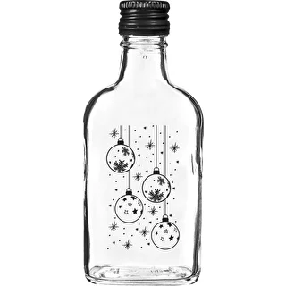 Μπουκάλι τύπου φλασκί 200 ml με βιδωτό καπάκι, εκτύπωση «Χριστουγεννιάτικες μπάλες», 1 τεμ.