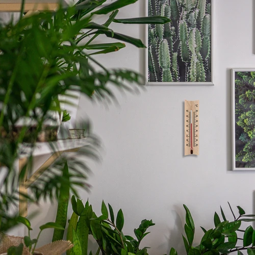 Ξύλινο θερμόμετρο δωματίου (-20 έως +50°C), ανοιχτό καφέ, 15 cm - 7