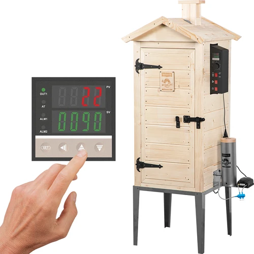 Ξύλινο καπνιστήριο κήπου 200 L – dragON Wood 100E με ηλεκτρική μονάδα θέρμανσης και ελεγκτή