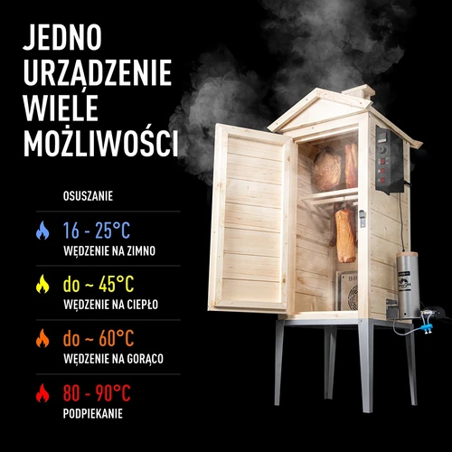 Ξύλινο καπνιστήριο κήπου 200 L – dragON Wood 100E με ηλεκτρική μονάδα θέρμανσης και ελεγκτή - 4