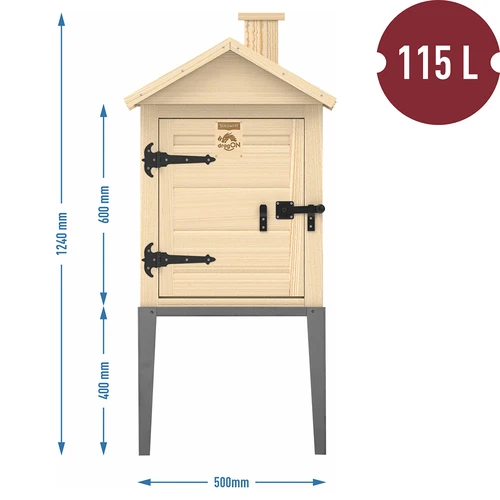 Θάλαμος καπνίσματος από ξύλο ελάτου, 115L, με ανοξείδωτη βάση - 3