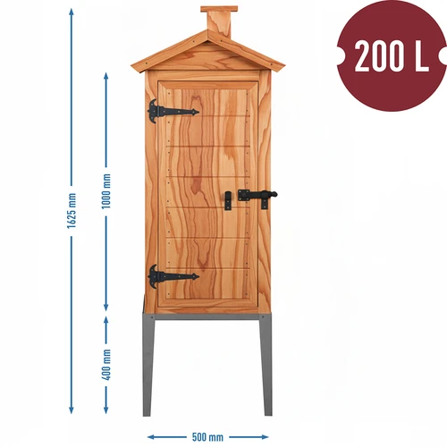 Θάλαμος καπνίσματος από ξύλο λάριξ, 200 L, με ανοξείδωτη βάση - 3