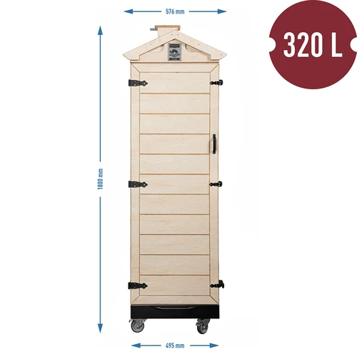 Θάλαμος καπνίσματος από πιστοποιημένο κόντρα πλακέ, χωρίς σκελετό, 320 L, με τροχούς - 4