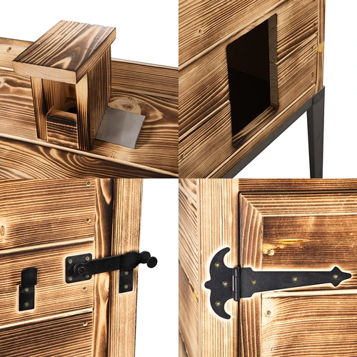 Θάλαμος καπνίσματος με καύση ξύλου - από ξύλο ελάτου, 200 L, με ανοξείδωτη βάση - 4