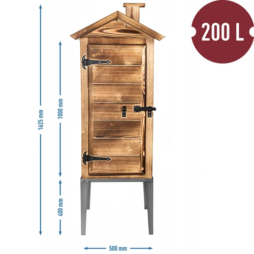 Θάλαμος καπνίσματος με καύση ξύλου - από ξύλο ελάτου, 200 L, με ανοξείδωτη βάση - 5