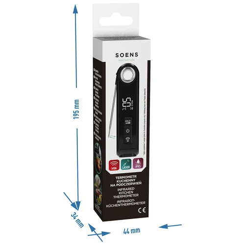 Θερμόμετρο κουζίνας υπερύθρων, συμπαγές, με αναδιπλούμενη ακίδα - 12