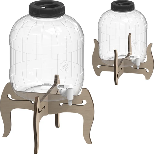 Άθραυστο δοχείο 8 L με βρυσάκι και αναστρέψιμη, ξύλινη βάση - 5