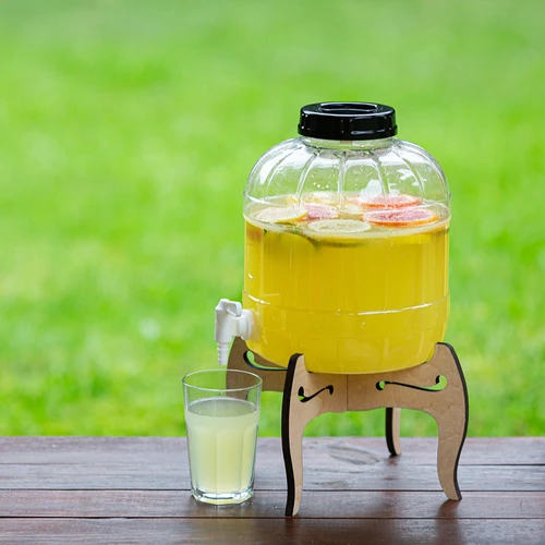 Άθραυστο δοχείο 8 L με βρυσάκι και αναστρέψιμη, ξύλινη βάση - 18