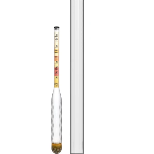 Άθραυστο σακχαρόμετρο υδρομέλου με δοκιμαστικό κύλινδρο, εύρος μέτρησης 10-50°Blg