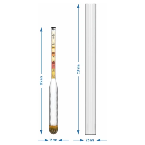 Άθραυστο σακχαρόμετρο υδρομέλου με δοκιμαστικό κύλινδρο, εύρος μέτρησης 10-50°Blg - 4