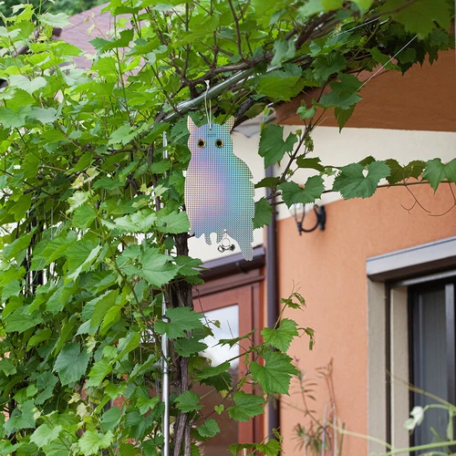 Ανακλαστικό κρεμαστό απωθητικό πουλιών - κουκουβάγια με κουδουνάκια - 10