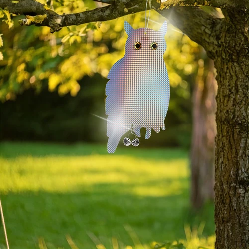 Ανακλαστικό κρεμαστό απωθητικό πουλιών - κουκουβάγια με κουδουνάκια - 9