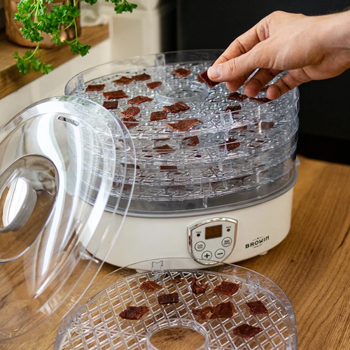 Αποξηραντήρας για μανιτάρια, φρούτα, λαχανικά και βότανα με ρύθμιση θερμοκρασίας, 240W, διαφανής - 17