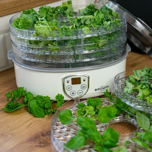 Αποξηραντήρας για μανιτάρια, φρούτα, λαχανικά και βότανα με ρύθμιση θερμοκρασίας, 240W, διαφανής - 13