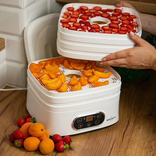 Αποξηραντήρας για μανιτάρια, φρούτα, λαχανικά και βότανα με ρύθμιση θερμοκρασίας, 240W, λευκός - 20