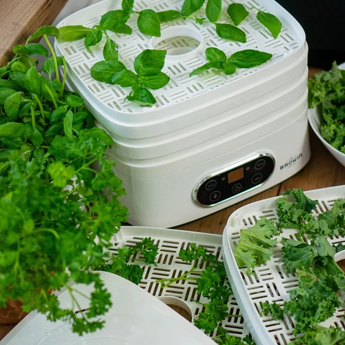 Αποξηραντήρας για μανιτάρια, φρούτα, λαχανικά και βότανα με ρύθμιση θερμοκρασίας, 240W, λευκός - 23