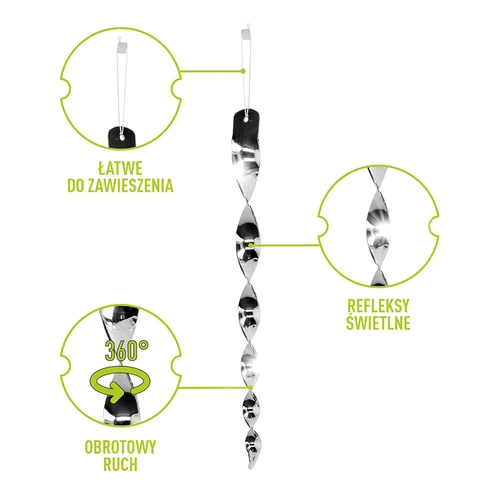 Απωθητικό πτηνών – ανακλαστικές σπείρες σε ασημί χρώμα, 6 τεμάχια - 2