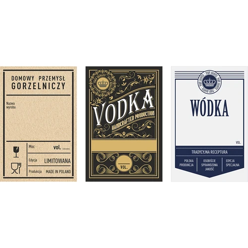 Αυτοκόλλητες ετικέτες 60x90 mm για μπουκάλια, βότκα, 3 σχέδια 20 τεμ.