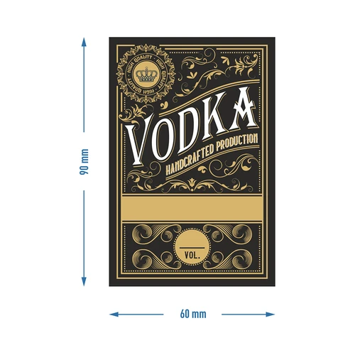 Αυτοκόλλητες ετικέτες 60x90 mm για μπουκάλια, βότκα, μαύρες, 20 τεμ. - 4