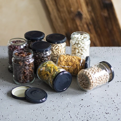 Βάζο 250 ml fi 66/4, μαύρο καπάκι - 6 τεμ. - 6