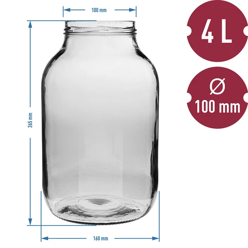 Βάζο 4L με μαύρο βιδωτό καπάκι ø 100 - 6