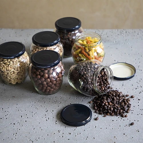 Βάζο Amfora 580 ml (fi 82) με μαύρο καπάκι - 6 τεμ. - 5