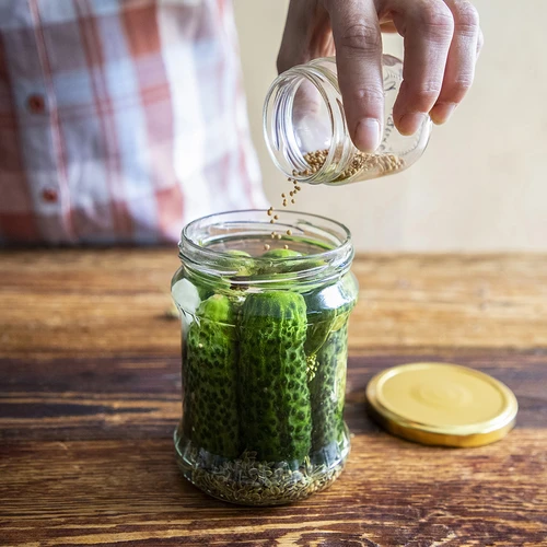 Βάζο fisz ραβδωτό 500ml - με χρυσό βιδωτό καπάκι fi 82/6, 6 τεμ. - 6