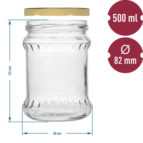 Βάζο fisz ραβδωτό 500ml - με χρυσό βιδωτό καπάκι fi 82/6, 6 τεμ. - 5