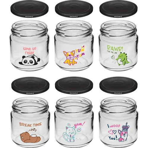 Βάζο για παιδιά twist off 212ml με εκτύπωση και καπάκι fi 66/4, 6 τεμ. - 2