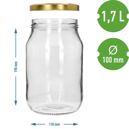Βάζο TO 1,7 L με χρυσό καπάκι fi 100/6, 1 τεμ. - 4