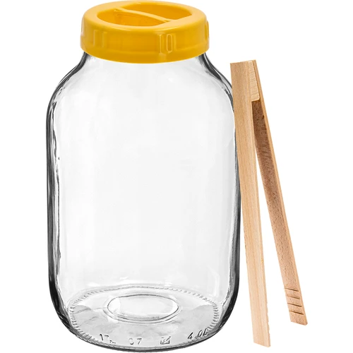 Βάζο TO 4 L, λαβίδες και βιδωτό πλαστικό καπάκι fi 100, με χερούλι