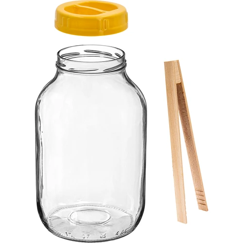 Βάζο TO 4 L, λαβίδες και βιδωτό πλαστικό καπάκι fi 100, με χερούλι - 2