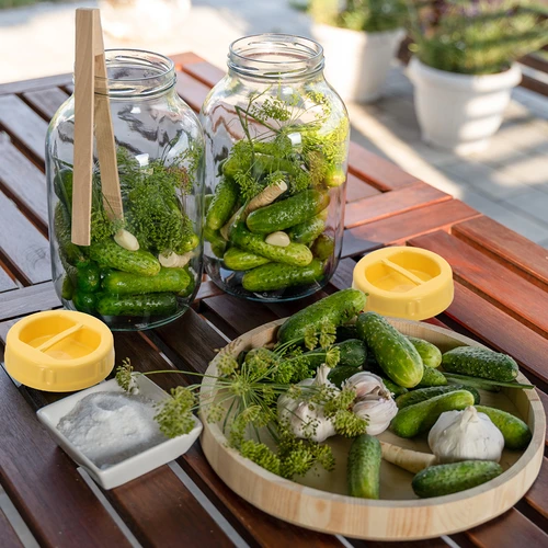 Βάζο TO 4 L, λαβίδες και βιδωτό πλαστικό καπάκι fi 100, με χερούλι - 6