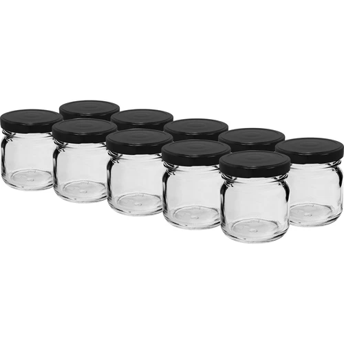 Βάζο TO 40 ml με μαύρο καπάκι fi 43 - 10 τεμ.