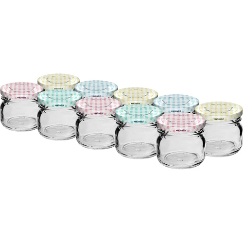 Βάζο twist-off 30 ml με πολύχρωμο καπάκι fi 43 - 10 τεμ.