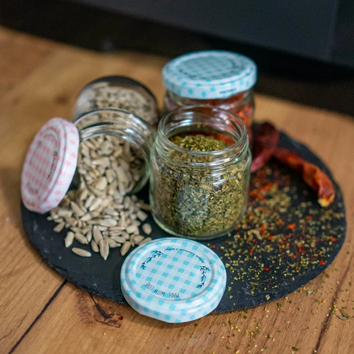 Βάζο twist-off 30 ml με πολύχρωμο καπάκι fi 43 - 10 τεμ. - 6