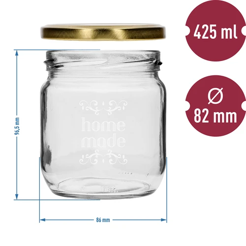 Βάζο Twist-off 425ml με εκτύπωση «Home Made» και καπάκι, 3 τεμ. - 6