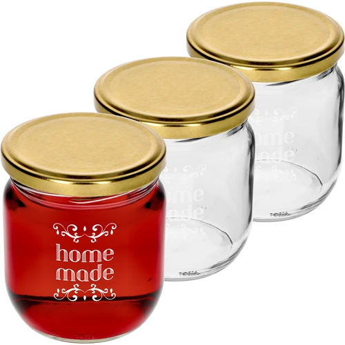Βάζο Twist-off 425ml με εκτύπωση «Home Made» και καπάκι, 3 τεμ.